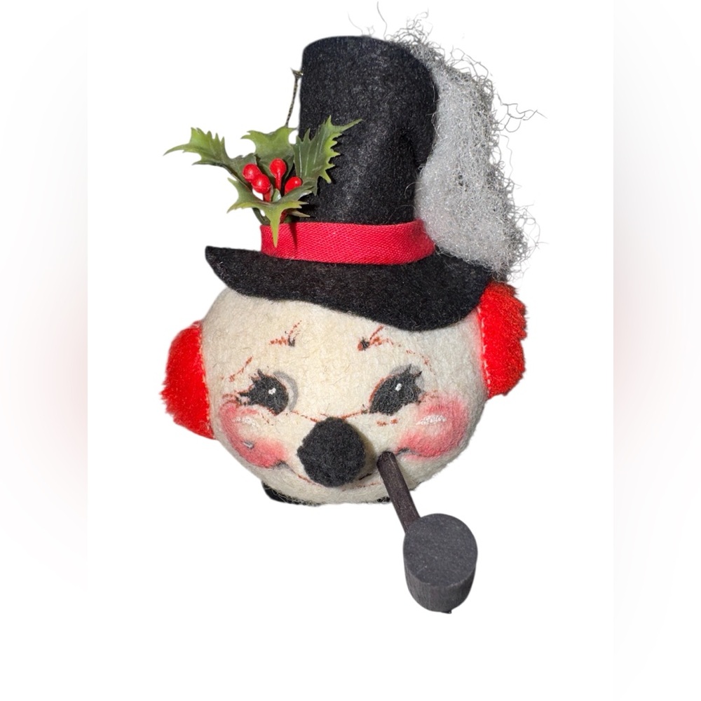 RARE Vintage Annalee Snowman Head Ornament NWT and box